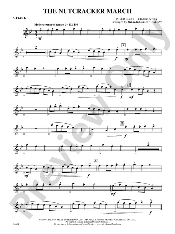 The Nutcracker March Flute Flute Part Digital Sheet Music Download