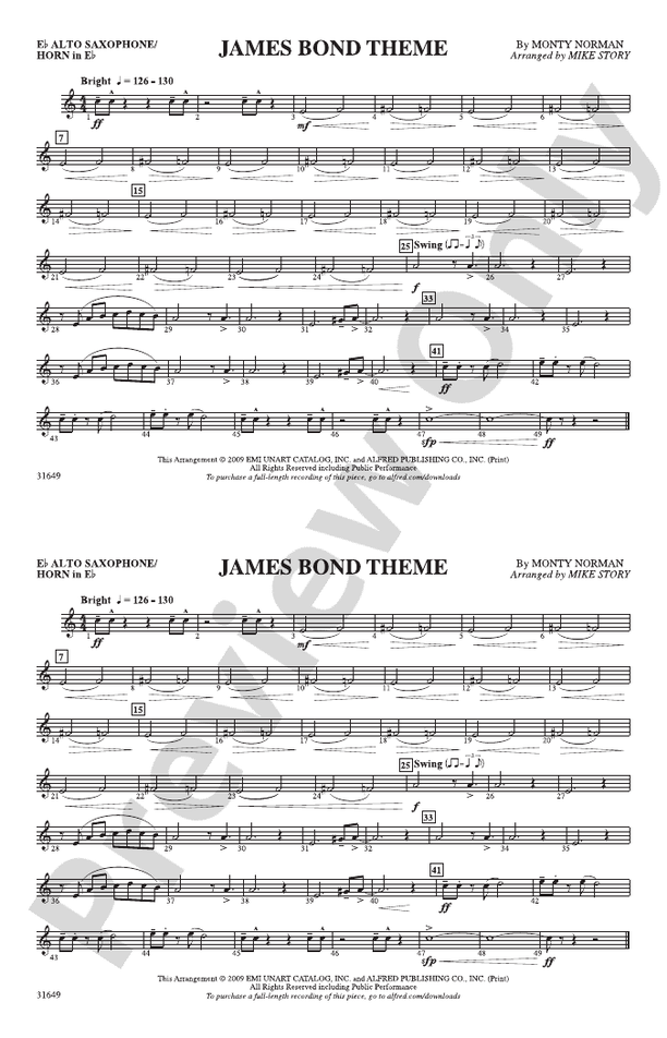 James Bond Theme: E-flat Alto Saxophone