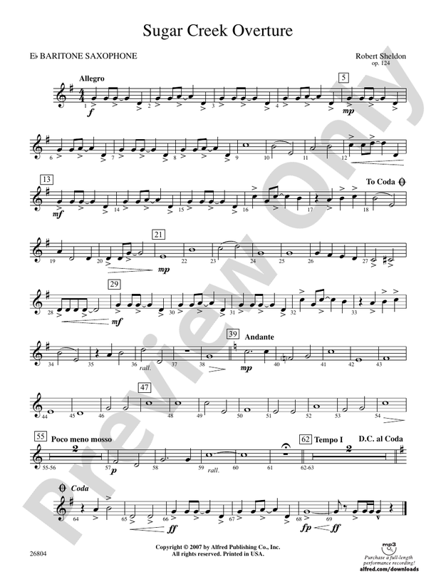 Sugar Creek Overture: E-flat Baritone Saxophone