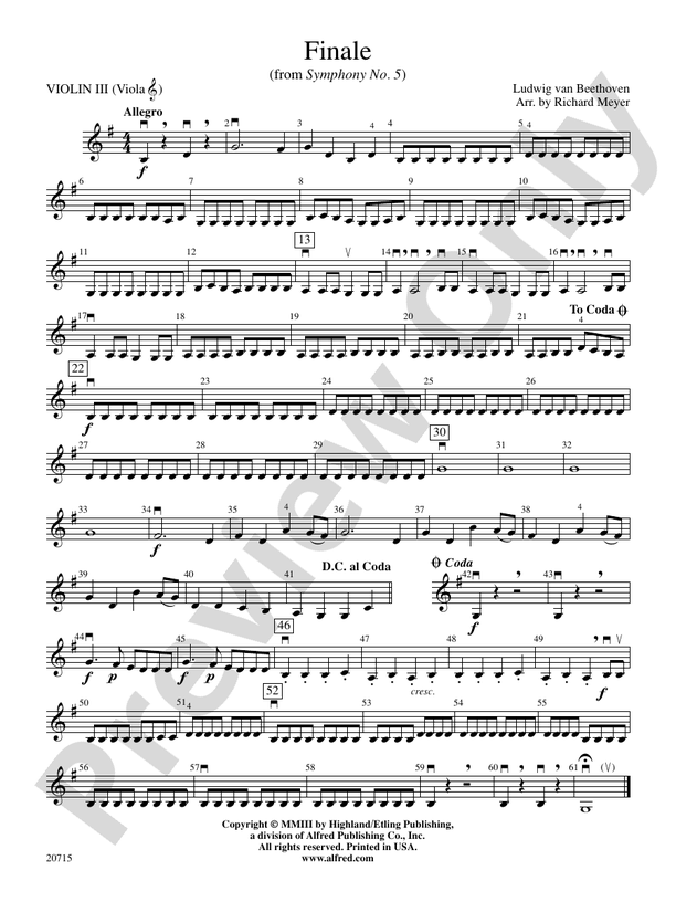 Finale (from Symphony No. 5): 3rd Violin (Viola [TC])