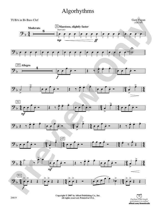 Algorhythms: (wp) B-flat Tuba B.C.: (wp) B-flat Tuba B.C. World Part ...