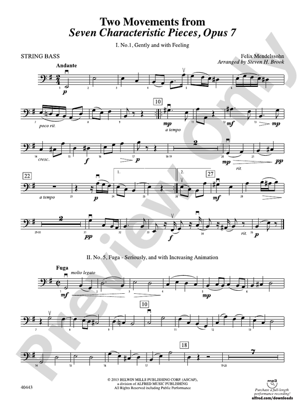 Two Movements from Seven Characteristic Pieces, Op. 7 String Bass