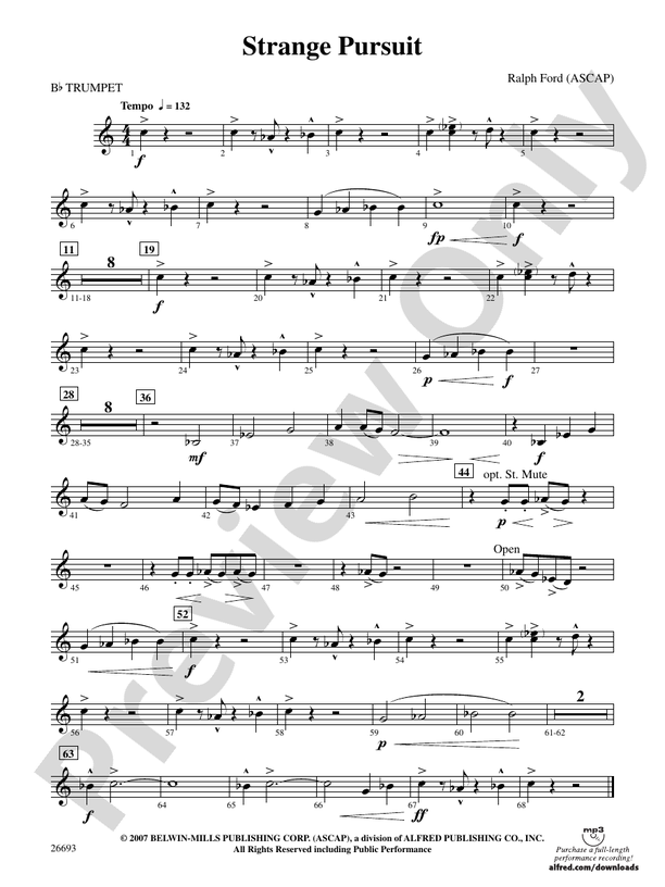 Strange Pursuit 1st Bflat Trumpet 1st Bflat Trumpet Part Digital