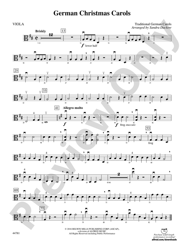 German Christmas Carols Viola Viola Part Digital Sheet Music Download 