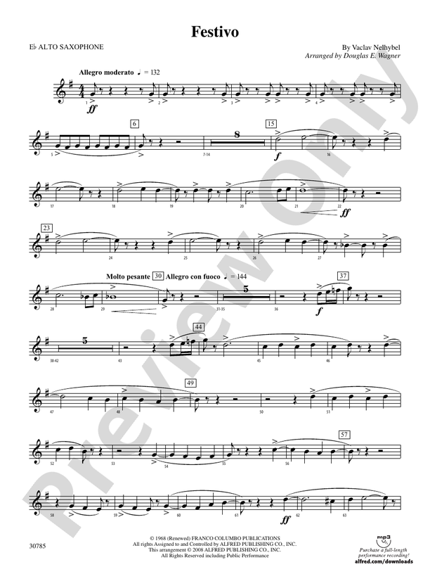 Festivo Eflat Alto Saxophone Eflat Alto Saxophone Part Digital
