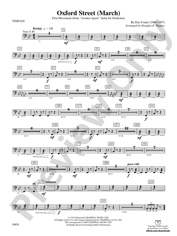 Oxford Street (March) Timpani Timpani Part Digital Sheet Music Download