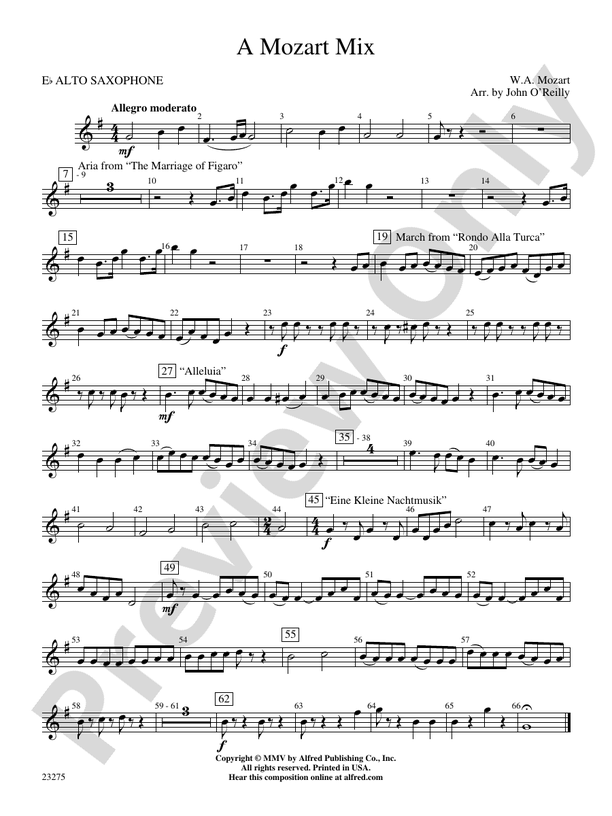 A Mozart Mix: E-flat Alto Saxophone