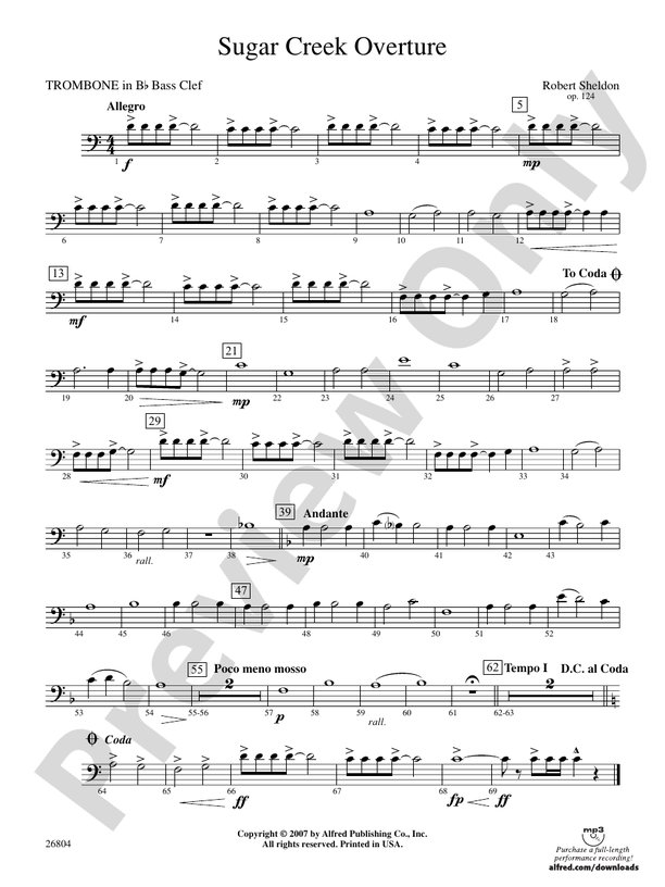 Sugar Creek Overture: (wp) 1st B-flat Trombone B.C.