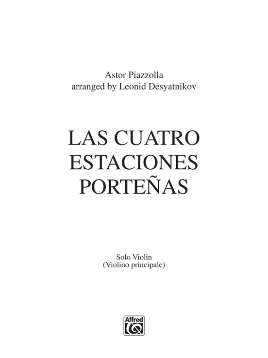 Adolescencia reforma Accesorios Las Cuatro Estaciones Porteñas: String Orchestra Part | Alfred Music: Astor  Piazzolla