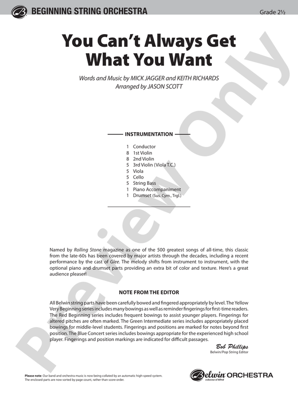 You Can't Always Get What You Want: Score