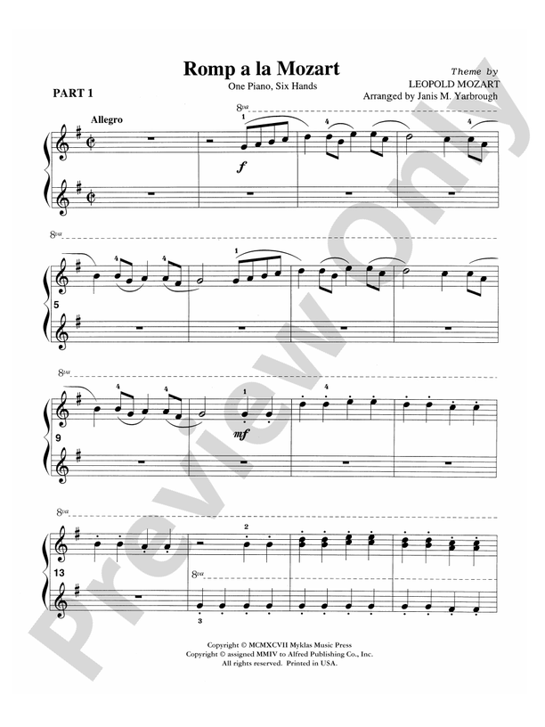 Romp a la Mozart - Piano Trio (1 Piano, 6 Hands)