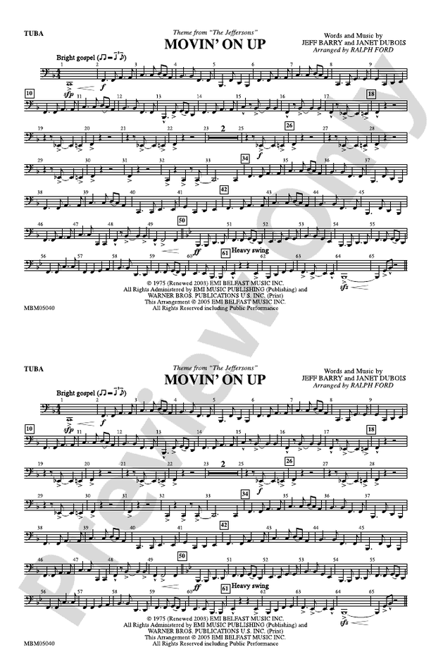 Movin' on Up (Theme from "The Jeffersons") Tuba Tuba Part Digital