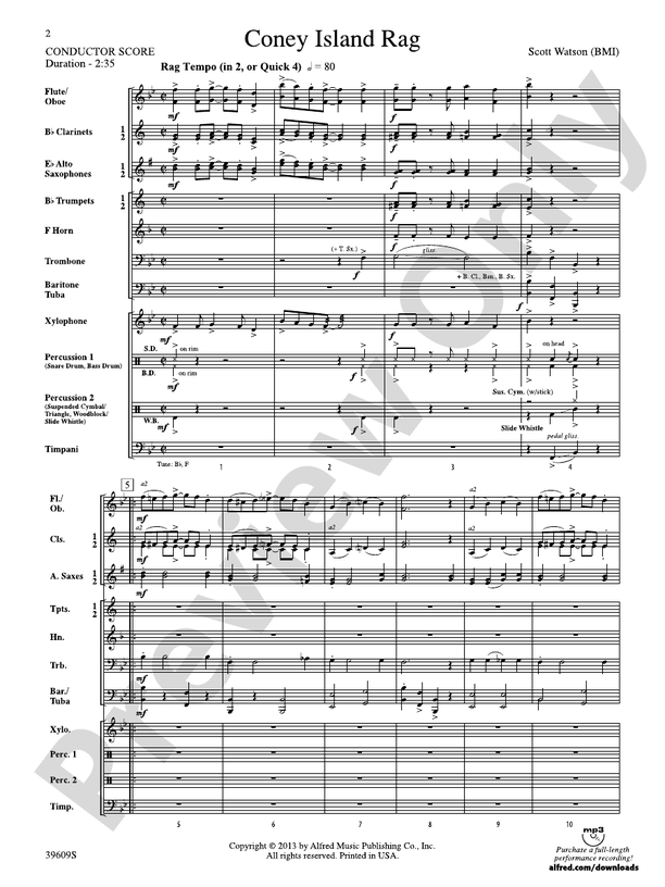Coney Island Rag: Score: Concert Band Score - Digital Sheet Music Download