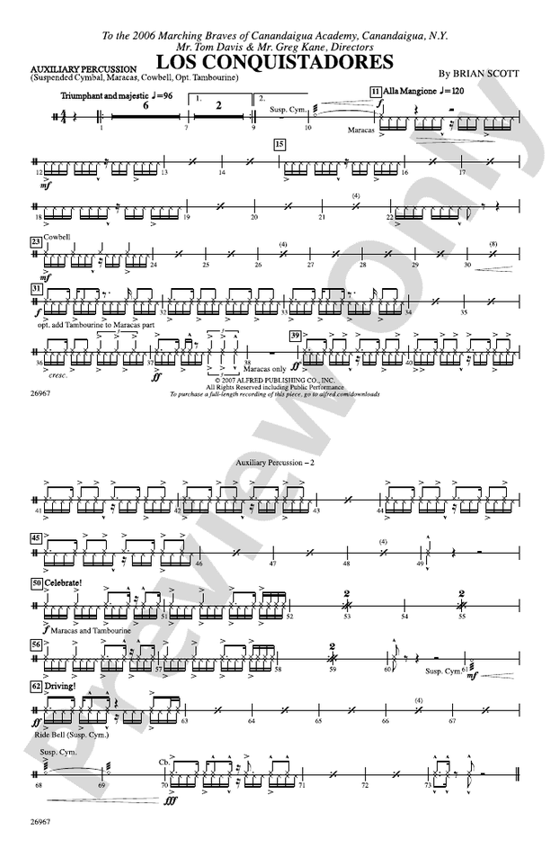 Los Conquistadores: Auxiliary Percussion: Auxiliary Percussion Part ...