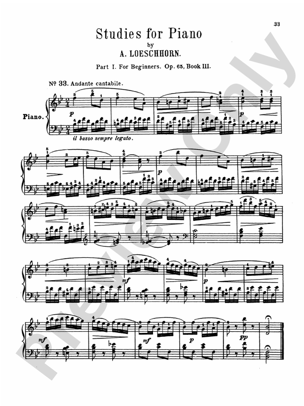 Loeschorn: Studies, Op. 65: No. 33 Part - Digital Sheet Music Download