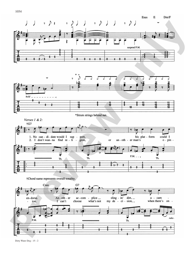 Dirty Water Dog Guitar Van Halen Digital Sheet Music Download