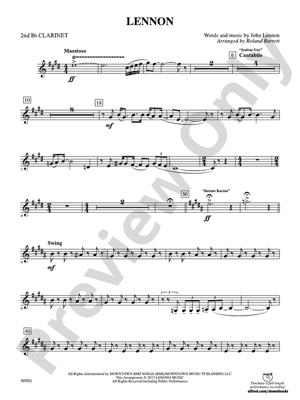 Lennon: 2nd B-flat Clarinet