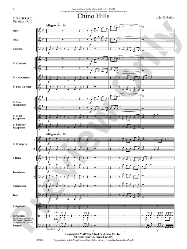 Chino Hills Concert Band Conductor Score & Parts John O'Reilly