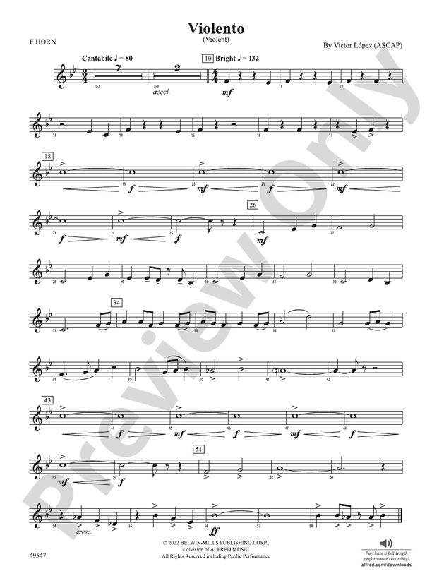 Violento: 1st F Horn