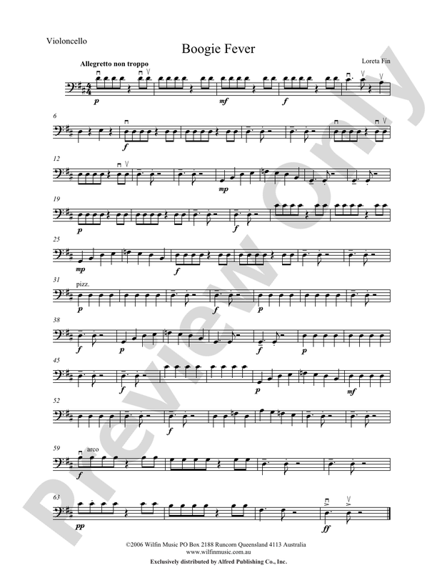 Boogie Fever Cello Cello Part Digital Sheet Music Download