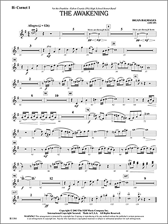 The Awakening Concert Band Conductor Score & Parts Brian Balmages