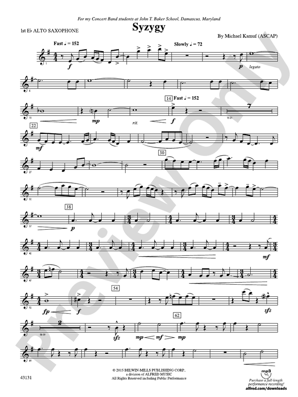 Syzygy: E-flat Alto Saxophone: E-flat Alto Saxophone Part