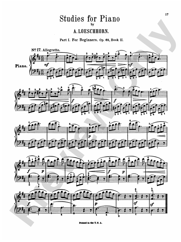 Loeschorn: Studies, Op. 65: No. 17 Part - Digital Sheet Music Download