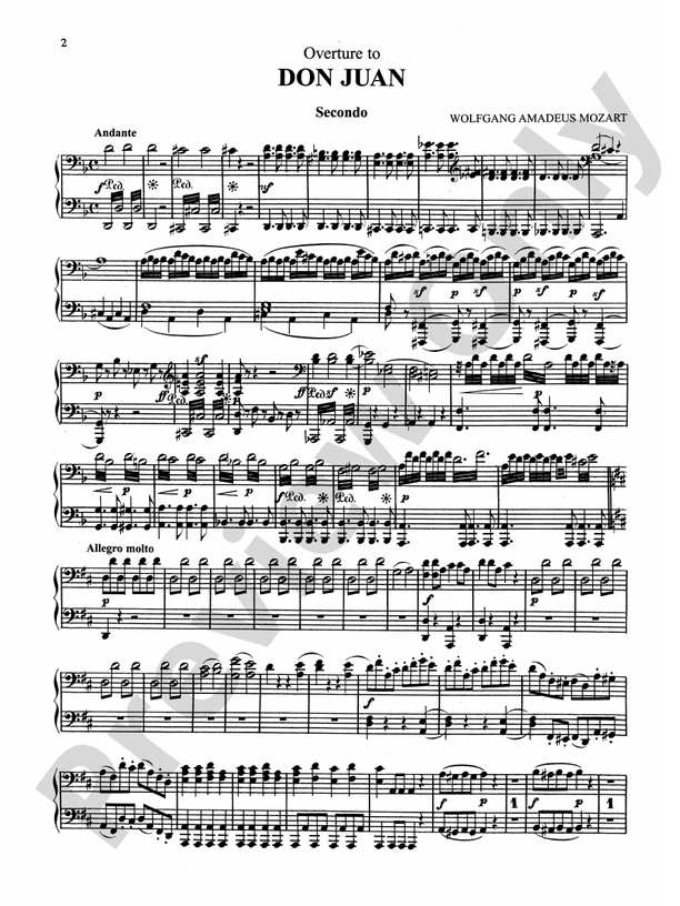 Mozart Opera Overtures (Arrangements) Don Juan Part Digital Sheet