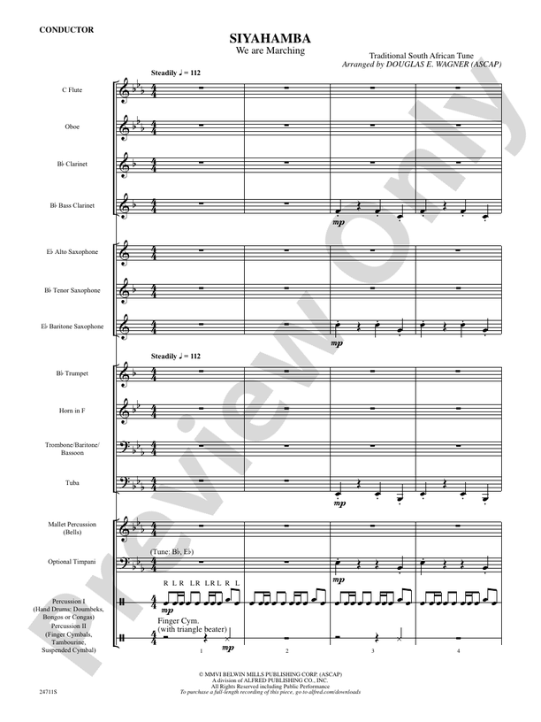 Siyahamba (We Are Marching): Concert Band Conductor Score & Parts ...