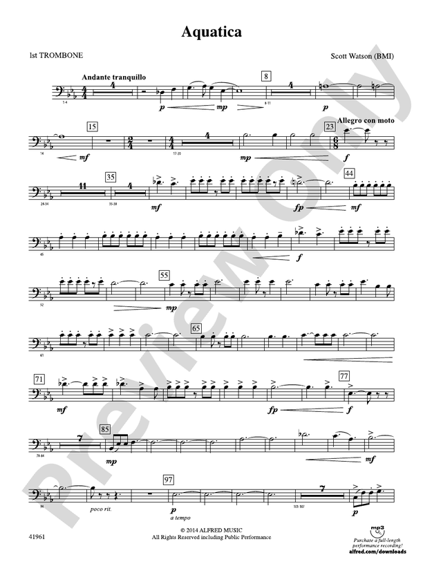 Aquatica 1st Trombone 1st Trombone Part Digital Sheet Music Download