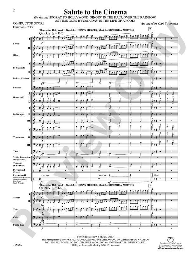 Salute to the Cinema: Full Orchestra Conductor Score & Parts - Digital ...