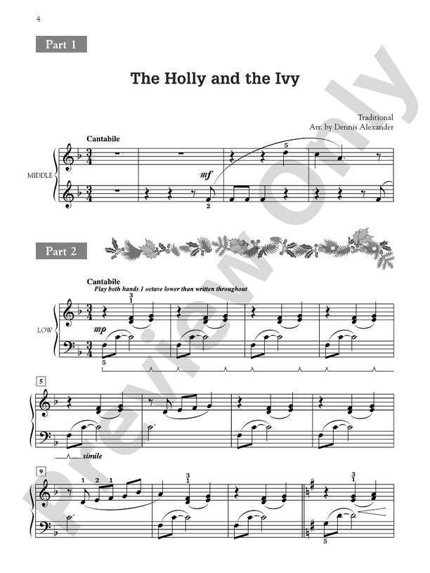 The Holly and the Ivy - Piano Trio (1 Piano, 6 Hands)