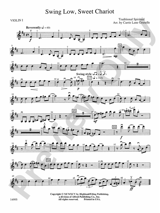 SWING LOW SWEET CHARIOT Sheet music