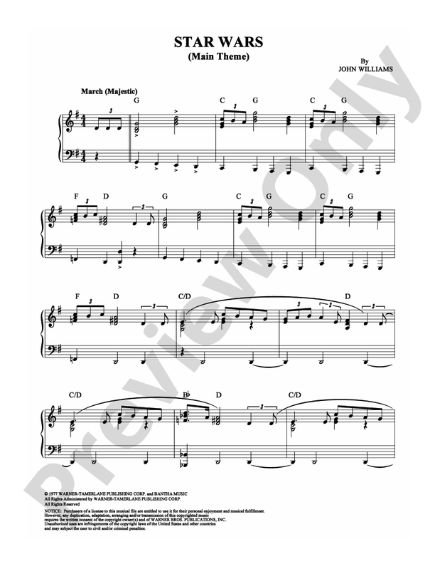 Star Wars Main Theme Song Free Download Star Wars (Main Theme): Piano: John Williams - Digital Sheet Music Download