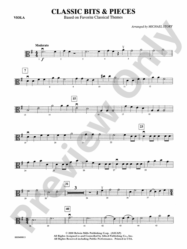 Classic Bits & Pieces: Viola: Viola Part - Digital Sheet Music