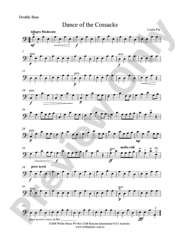 Dance of the Cossacks: String Bass: String Bass Part - Digital Sheet ...