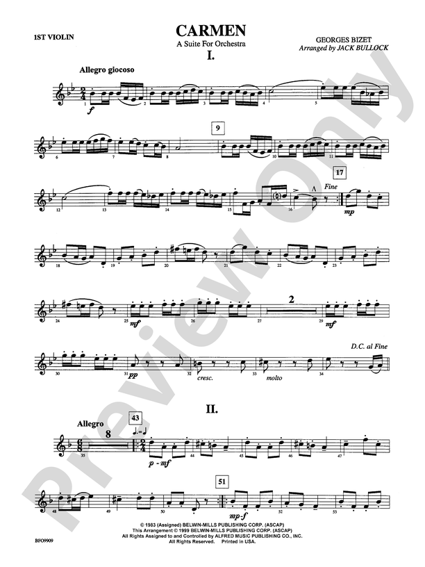 Carmen Suite 1st Violin 1st Violin Part Digital Sheet Music