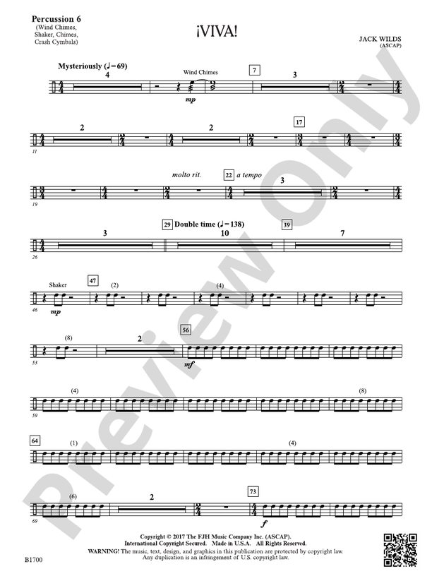 Viva Percussion 6 Percussion 6 Part Jack Wilds Digital Sheet