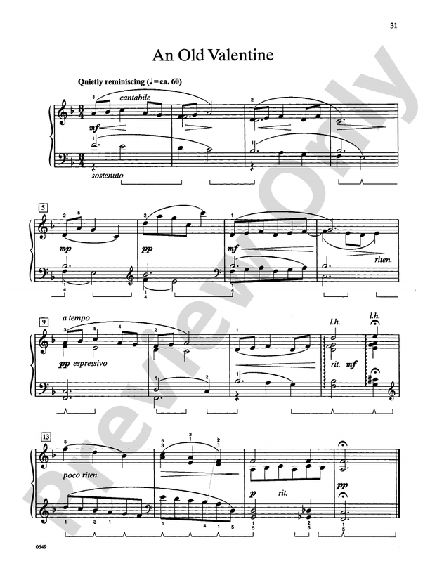 An Old Valentine - Piano Solo