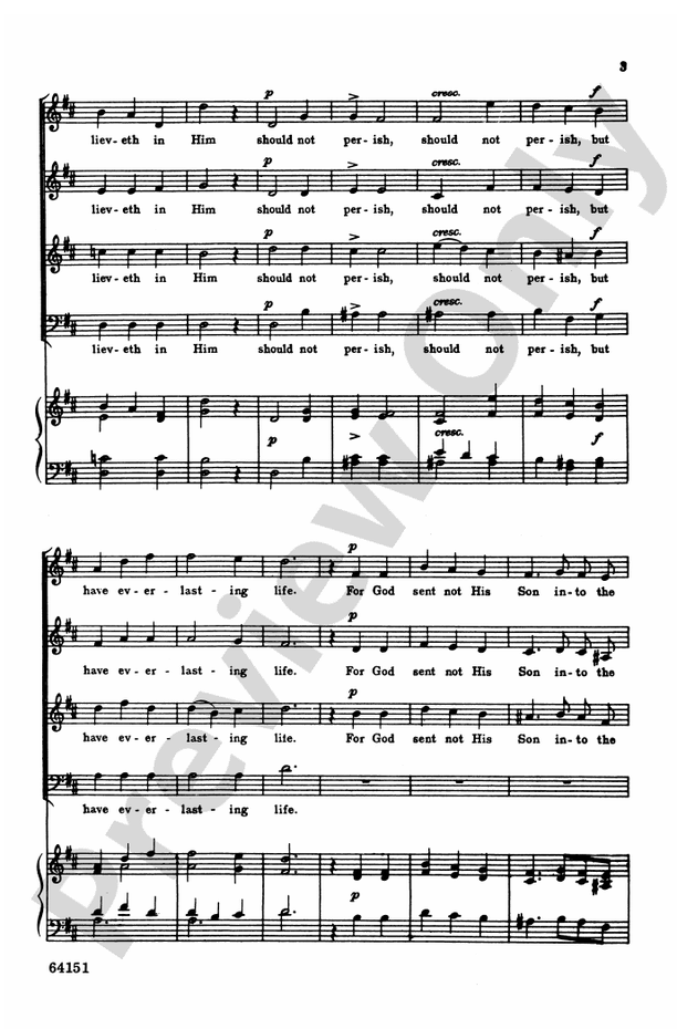 God So Loved The World Satb A Cappella Ad Lib Choral Octavo Sir John Stainer Digital Sheet 2560