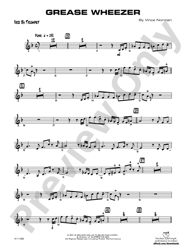 Grease Wheezer 3rd Bflat Trumpet 3rd Bflat Trumpet Part Digital