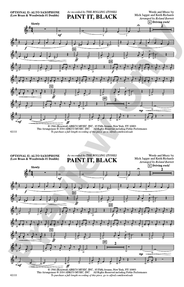 Paint It, Black Optional Alto Sax Optional Alto Sax Part Digital