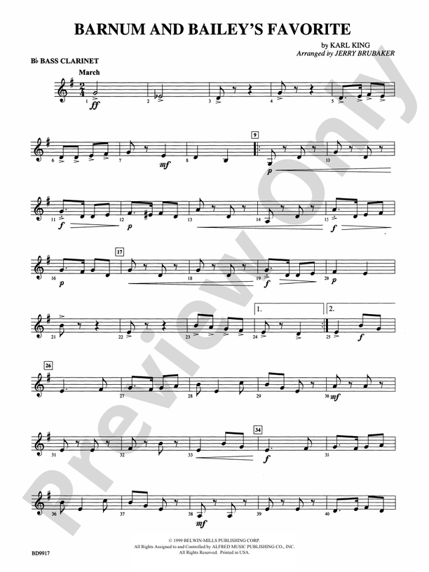 Barnum And Bailey S Favorite B Flat Bass Clarinet B Flat Bass Clarinet Part Digital Sheet