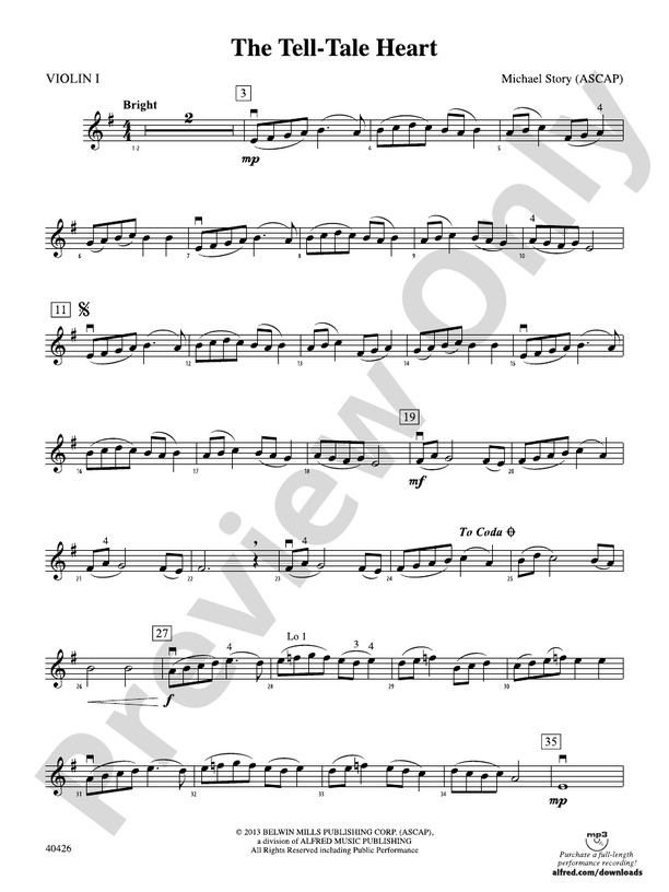 Violin Lulus Music Of The Heart The Tell-Tale Heart: 1st Violin