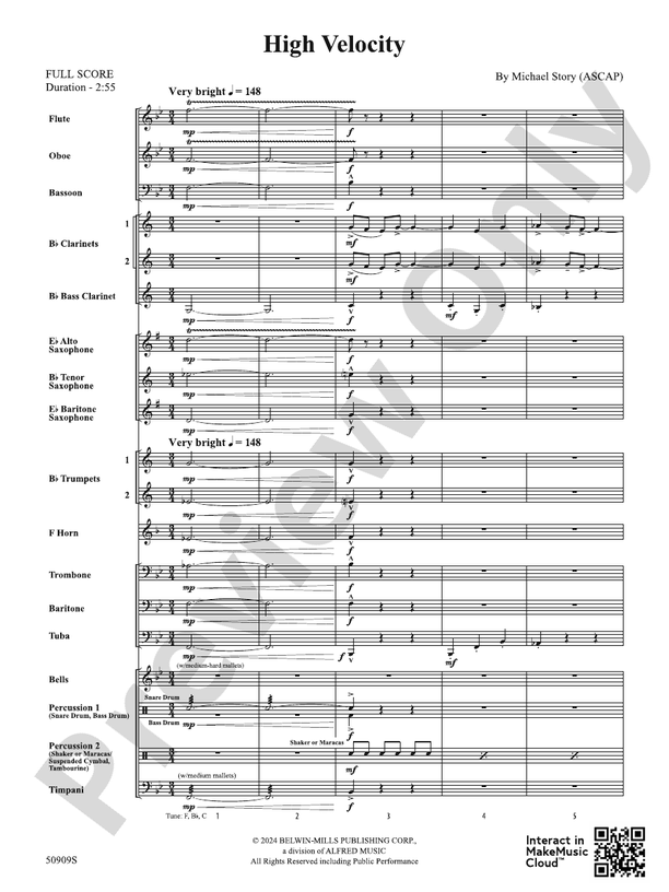 High Velocity: Concert Band Conductor Score & Parts: Michael Story ...