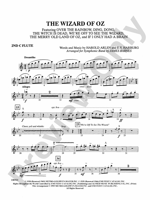 The Wizard of Oz (Medley) 2nd Flute 2nd Flute Part Digital Sheet