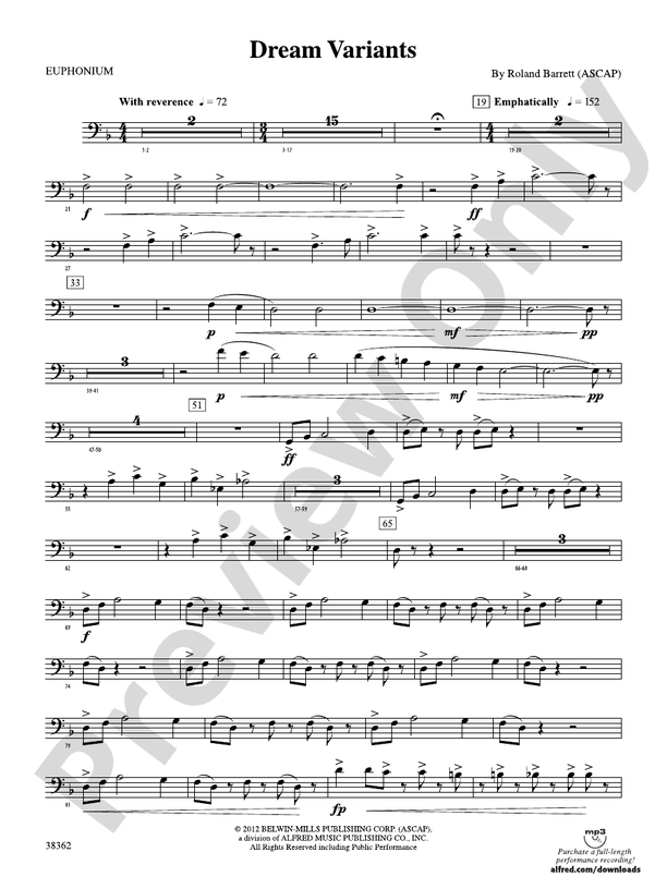 Dream Variants: Baritone B.C.: Baritone B.C. Part - Digital Sheet Music ...