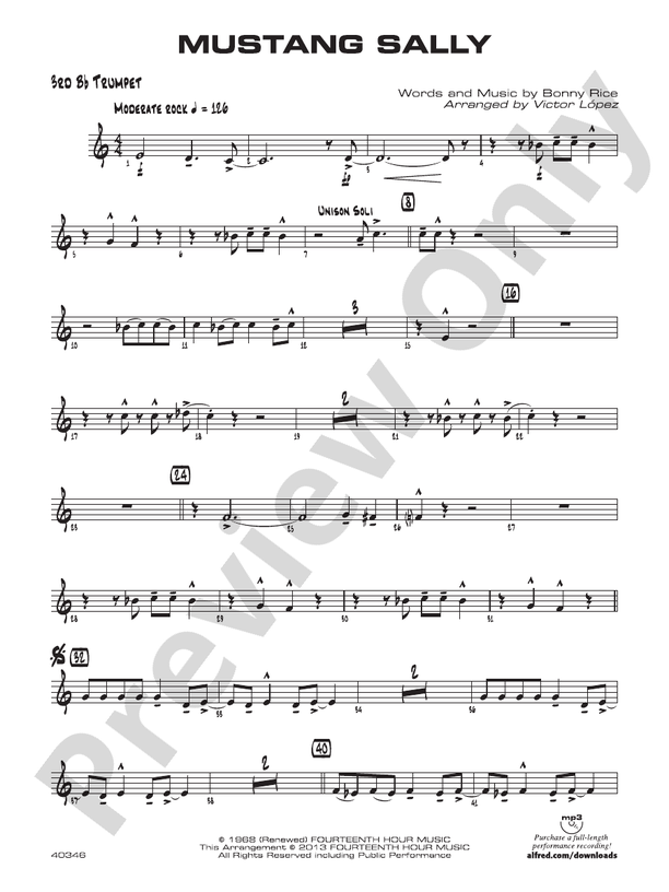 Mustang Sally 3rd Bflat Trumpet 3rd Bflat Trumpet Part Digital
