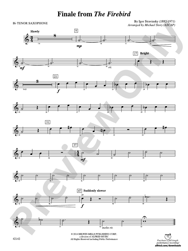 Finale from The Firebird: B-flat Tenor Saxophone
