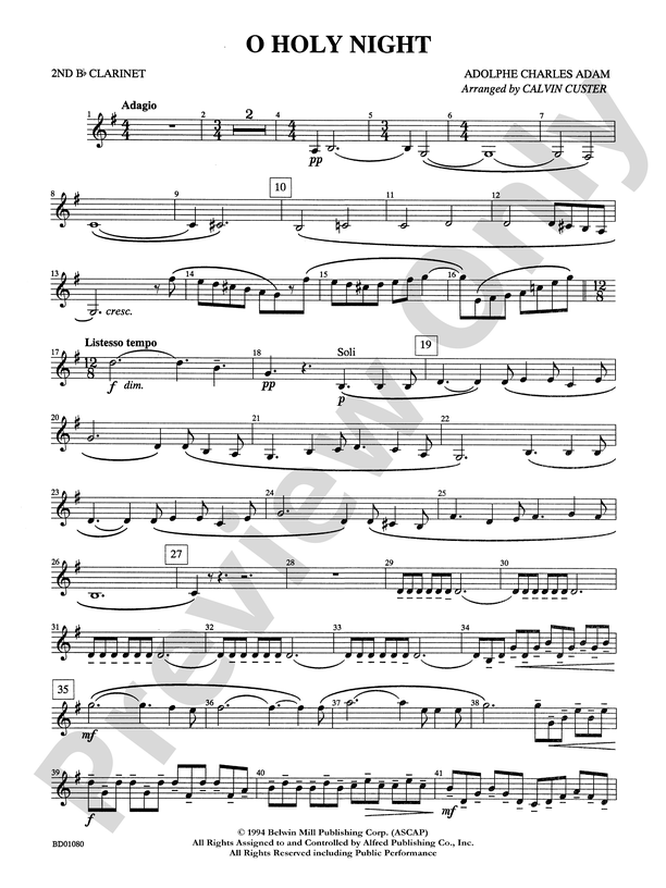 O Holy Night: 2nd B-flat Clarinet